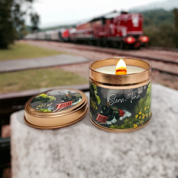 Steam Train Tin Candle